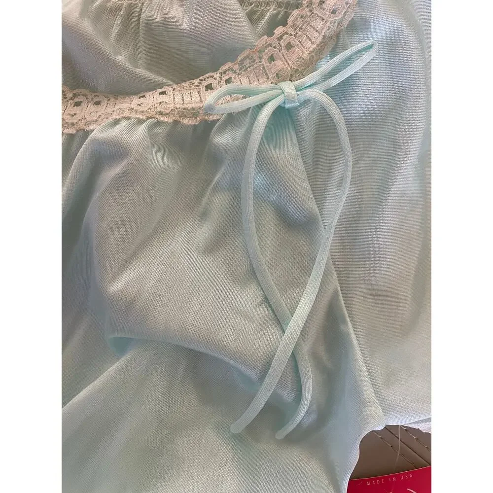 Deena Vintage Seafoam Lace Accented Nightgown NEW - Picture 6 of 7